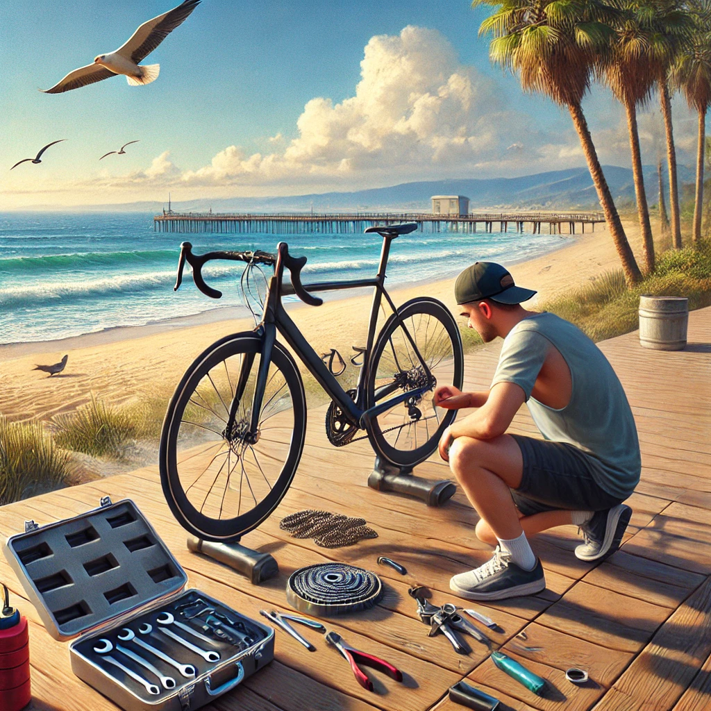 Fixing Bike Near Beach